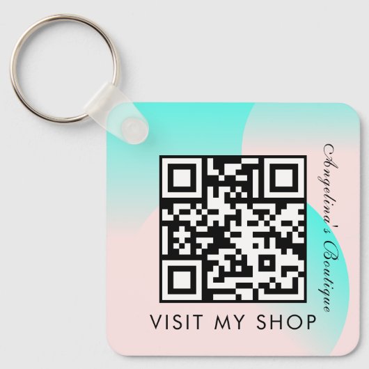 QR Code Gradient Mit Monogramm Pastell Schlüsselanhänger (Vorderseite)