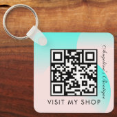 QR Code Gradient Mit Monogramm Pastell Schlüsselanhänger (Vorderseite)