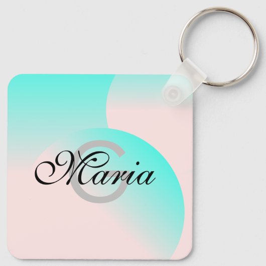QR Code Gradient Mit Monogramm Pastell Schlüsselanhänger (Rückseite)
