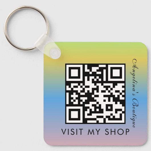 QR Code Gradient Mit Monogramm Schlüsselanhänger (Vorderseite)