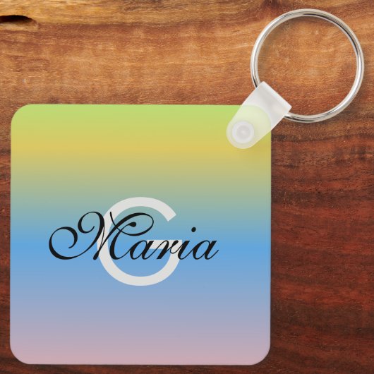 QR Code Gradient Mit Monogramm Schlüsselanhänger (Rückseite)