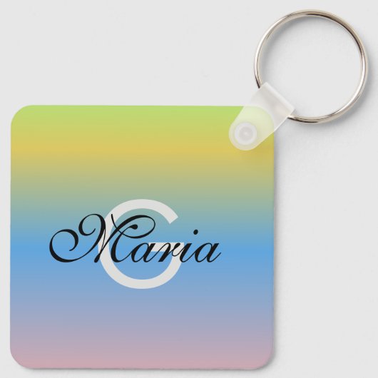 QR Code Gradient Mit Monogramm Schlüsselanhänger (Rückseite)