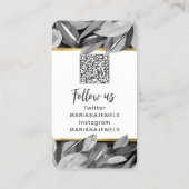 QR Code Grau Gold Foliage Ohrringe Display Card Visitenkarte (Rückseite)