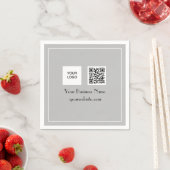 QR-Code Graues Business-Logo Minimalistisch Serviette (Beispiel)