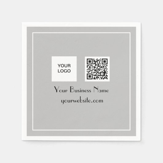 QR-Code Graues Business-Logo Minimalistisch Serviette (Vorderseite)