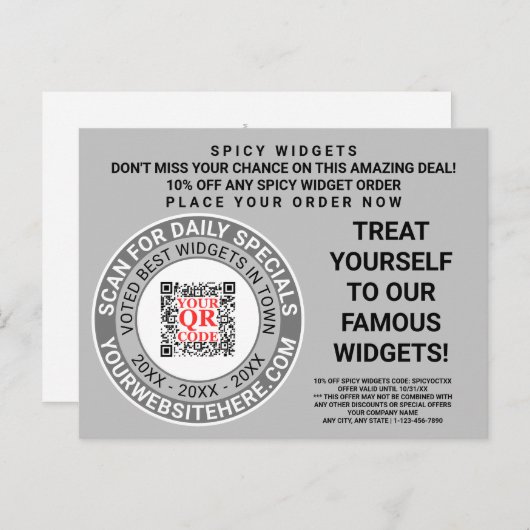 QR Code Gray Business Marketing Coole Werbung Postkarte (Vorne/Hinten)