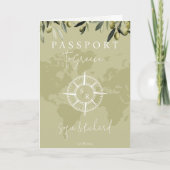 QR Code Greece Wedding Passport Sage Weltkarte Einladung (Vorderseite)