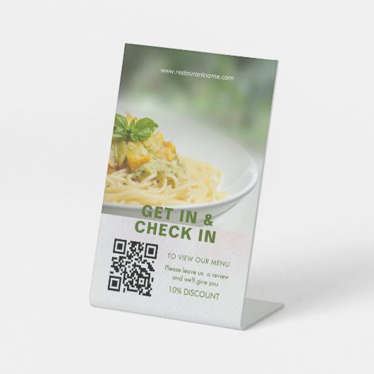 QR Code Green Digital Menü Hinzufügen URL Pedestal Sockelschild (Vorderseite)