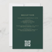 QR Code Green Gold Minimal Leaf Hochzeit Einladung (Rückseite)