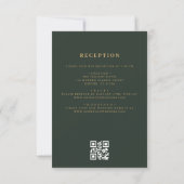QR Code Green Gold Minimal Leaf Hochzeit Einladung (Rückseite)