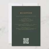 QR Code Green Gold Minimal Leaf Hochzeit Einladung (Rückseite)