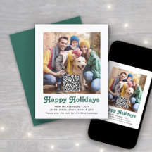QR Code Green Retro Happy Holidays Einfaches 1 Fot