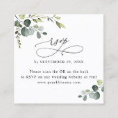 QR Code Greenery Wedding Online RSVP Cards Quadratische Visitenkarte (Vorderseite)