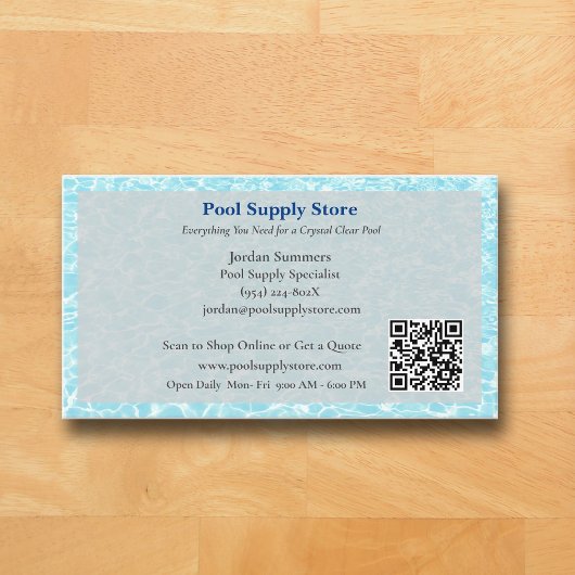 QR Code Grey Blue Swimming Pool Contractor   Visitenkarte