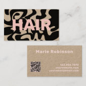 QR Code Groovy Black Light Pink Hair Kraft Visitenkarte (Vorne/Hinten)