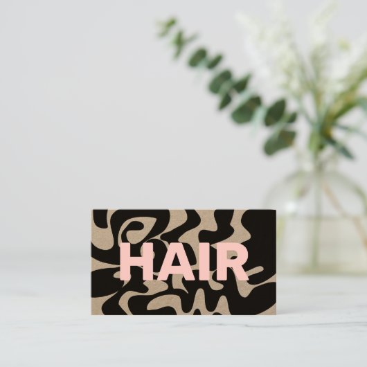 QR Code Groovy Black Light Pink Hair Kraft Visitenkarte (Stehend Vorderseite)