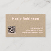 QR Code Groovy Black Light Pink Kraft Visitenkarte (Rückseite)