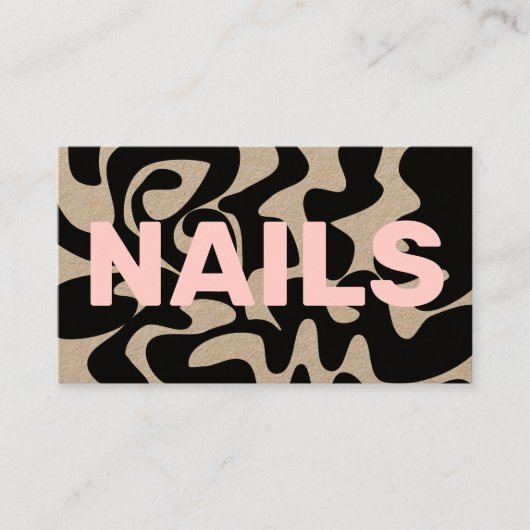 QR Code Groovy Black Light Pink NAILS Kraft Visitenkarte (Vorderseite)