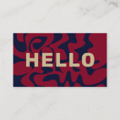 QR Code Groovy Burgundy Beige Navy Blue Squiggles Visitenkarte (Vorderseite)