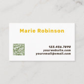 QR Code Groovy Gold Brown Army Green Squiggles Visitenkarte (Rückseite)