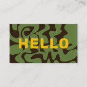 QR Code Groovy Gold Brown Army Green Squiggles Visitenkarte (Vorderseite)