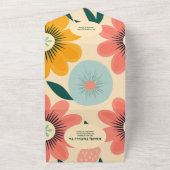 QR Code Groovy Retro Rosa & Gold Hochzeit All In One Einladung (Außenbereich)