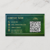 QR-Code Grün Modernes Minimalistisches Beruflich Visitenkarte (Rückseite)