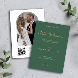 QR Code Grüne Minimal Moderne Elegante Hochzeit Einladung
