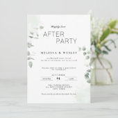 QR-Code Grünes Happily Ever After Party Hochzeit Einladung (Stehend Vorderseite)