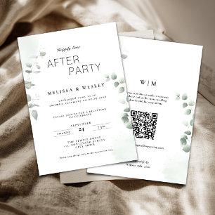 QR-Code Grünes Happily Ever After Party Hochzeit Einladung