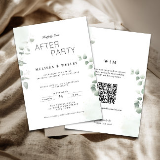 QR-Code Grünes Happily Ever After Party Hochzeit Einladung