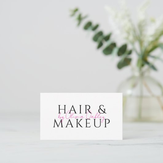 QR-Code Haar- und Make-up-Blush-Pink-Script-Name Visitenkarte (Stehend Vorderseite)