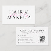 QR-Code Haar- und Make-up-Blush-Pink-Script-Name Visitenkarte (Vorne/Hinten)