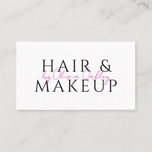 QR-Code Haar- und Make-up-Blush-Pink-Script-Name Visitenkarte (Vorderseite)