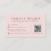 QR-Code Haar- und Make-up-Blush-Pink Visitenkarte (Rückseite)