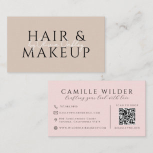 QR-Code Haar- und Make-up-Blush-Pink Visitenkarte