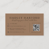 QR-Code Haar und Make-up Dunkles Terrakotta Visitenkarte (Rückseite)