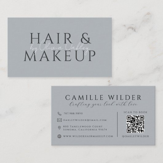 QR-Code Haar- und Make-up neutral Visitenkarte (Vorne/Hinten)