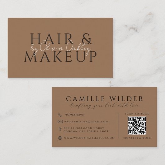 QR-Code Haar- und Make-up Sark Terrakotta Visitenkarte (Vorne/Hinten)