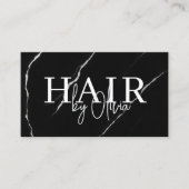 QR Code Haare Stylist Silver Black Marble Visitenkarte (Vorderseite)