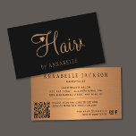 QR CODE Haarsalon schwarz Gold Metallhaarstyllisch Visitenkarte<br><div class="desc">Moderne und elegante Friseurin QR CODE Visitenkarte mit schicker, schicker Typografie in schwarz und Imitat metallischem Kupfergold. Geeignet für Friseur-Salons, Schönheitssalon, Friseur, beruflicher Friseur. Perfect choice for an elegante, anspruchsvolle berufliche Optik. Einfach mit Ihrem Unternehmen, Ihrem Namen, Ihrem Titel, Ihren Kontaktinformationen, Ihren Social-Media-Kontakten und Ihrem automatisch generierten QR-CODE auf Ihrer...</div>