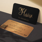QR CODE Haarsalon schwarz Gold Metallhaarstyllisch Visitenkarte