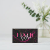 QR-Code-Haarstylle Schwarz-Hot-Pink-Marmor Visitenkarte (Stehend Vorderseite)
