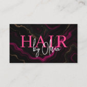 QR-Code-Haarstylle Schwarz-Hot-Pink-Marmor Visitenkarte (Vorderseite)