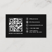 QR Code Hair Stylist Moderne Typografie Visitenkarte (Rückseite)