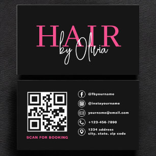 QR Code Hair Stylist Moderne Typografie Visitenkarte