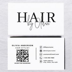 QR Code Hair Stylist Moderne Typografie Visitenkarte