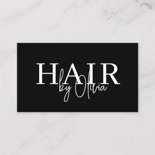 QR Code Hair Stylist Moderne Typografie Visitenkarte (Vorderseite)