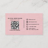 QR Code Hair Stylist Pink Suede Typography  Visitenkarte (Rückseite)