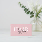 QR Code Hair Stylist Pink Suede Typography Visitenkarte (Stehend Vorderseite)